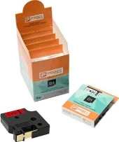 Foogy Dymo D1 Muadili Etiket Plastik Kırmızı - 12 mm x 7 mt - 45017 - Eko Paket 5'li - 3