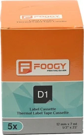 Foogy Dymo D1 Muadili Etiket Plastik Kırmızı - 12 mm x 7 mt - 45017 - Eko Paket 5'li - 5