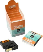 Foogy Dymo D1 Muadili Etiket Plastik Turuncu - 12 mm x 7 mt - 45460 Eko Paket 5'li thumbnail 3