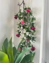 Nettenevime Yapay Çiçek Sarkan Doğal Dallı Mor Yaban Gülü 70cm Yapay Sarmaşık Yeşil - 2