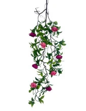 Nettenevime Yapay Çiçek Sarkan Doğal Dallı Mor Yaban Gülü 70cm Yapay Sarmaşık Yeşil - 5