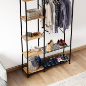 Eportatif Çok Amaçlı Metal Ayaklı Raflı Dolap Ayakkabılık Portatif Portmanto Gardırop Çam 1370 - 3