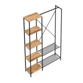 Eportatif Çok Amaçlı Metal Ayaklı Raflı Dolap Ayakkabılık Portatif Portmanto Gardırop Çam 1370 - 6