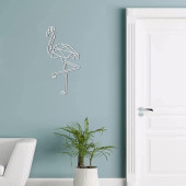 ANSAC METAL Flamingo Metal Duvar Tablosu 17x39cm Beyaz thumbnail 1