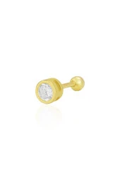 Gümüş altın yaldızlı zirkon tek taş 5 mm Tragus helix Piercing küpe SGTL12420GOLD - 1