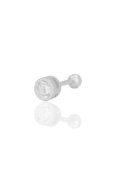 Gümüş rodyumlu zirkon tek taş 5 mm Tragus helix Piercing küpe SGTL12420RODAJ - 1