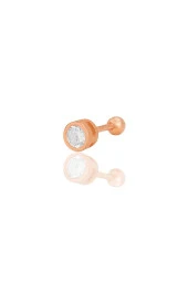 Gümüş rose zirkon tek taş Tragus helix Piercing küpe SGTL12421ROSE - 1