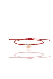 Gümüş rose zirkon taşlı nazarlı kirpikli göz ipli şans bileklik SGTL12443ROSE thumbnail 1