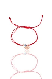 Gümüş rose zirkon taşlı nazarlı kirpikli göz ipli şans bileklik SGTL12443ROSE thumbnail 2