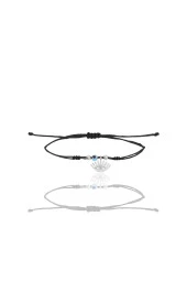 Gümüş rodyumlu zirkon taşlı nazarlı kirpikli göz siyah ipli şans bileklik SGTL12460RODAJ thumbnail 2