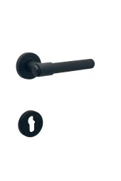 Punch Mat Siyah Rozetli Daire Giriş Kapı Kolu Sol Basar Tek Yön 1 Adet thumbnail 1