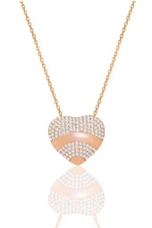 Gümüş rose zirkon taşlı özel tasarım kalbimdeki sır kolye  SGTL12492BEYAZ thumbnail 1