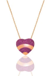 Gümüş rose fuşya taşlı özel tasarım kalbimdeki sır kolye  SGTL12492FUSYA thumbnail 1