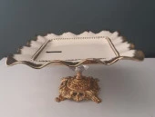 RoyKing Avangarde Krem Altın Kare Metal Ayaklı Kek Standı 26x26x14 cm GBO 170 - 1