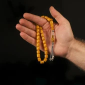 925 Ayar Gümüş Püsküllü Sıkma Kehribar Tesbih thumbnail 4