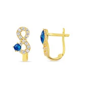 Lacivert Taşlı Sonsuzluk Altın Çocuk Küpesi thumbnail 1