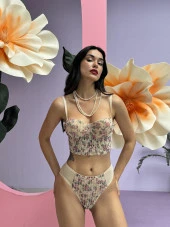 Simli Çiçek Desenli Destekli  Büstiyer Takım Cansoy - 682 thumbnail 4