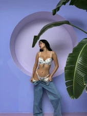 Simli Çiçek Desenli Destekli Sütyen Takım Cansoy - 683 - 10