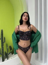 Simli Çiçek Desenli Destekli  Büstiyer Takım Cansoy - 682 thumbnail 11