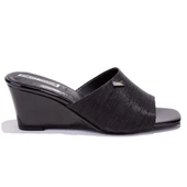 Dagoster DZA07-108524344CN Siyah Dolgu Taban Topuklu Kadın Terlik - 2