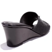 Dagoster DZA07-108524344CN Siyah Dolgu Taban Topuklu Kadın Terlik - 4