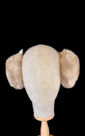 çocuk kışlık peluş kulaklık 7-14 yaş koyu bej rengi - 1