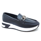 Bayan Siyah Beyaz Comfort Gümüş Tokalı Şık Ve Sade Comfort Casual - 1