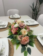 Nettenevime Yapay Çiçek Yemek Masası Çiçeği Pudra Şakayık Krem Gül Yapay Masa Çiçeği thumbnail 6