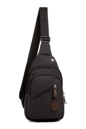 Kulaklık Çıkışlı Kanvas Erkek Göğüs Çantası Çapraz Tek Kol Suya Dayanıklı Omuz Çanta - 2