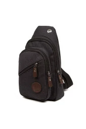 Kulaklık Çıkışlı Kanvas Erkek Göğüs Çantası Çapraz Tek Kol Suya Dayanıklı Omuz Çanta - 3