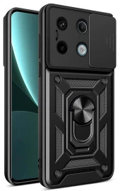 Xiaomi Redmi Note 13 Pro 5G Kılıf Sürgülü Yüzüklü Zırh Standlı Kapak - 1