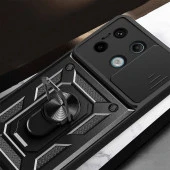 Xiaomi Redmi Note 13 Pro 5G Kılıf Sürgülü Yüzüklü Zırh Standlı Kapak - 4