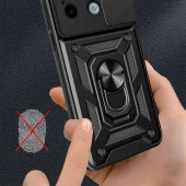 Xiaomi Redmi Note 13 Pro 5G Kılıf Sürgülü Yüzüklü Zırh Standlı Kapak - 6