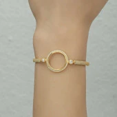 Gümüş Çeyrek Takılabilen Altın Kaplama Kadın Bileklik T6523 thumbnail 4