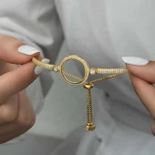 Gümüş Çeyrek Takılabilen Altın Kaplama Kadın Bileklik T6523 thumbnail 6