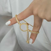 Gümüş Çeyrek Takılabilen Altın Kaplama Kadın Bileklik T6523 thumbnail 7