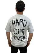 Erkek Hardcore Oversize Bisiklet Yaka Açık Gri Tişört - 1