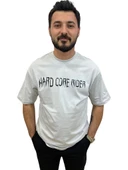 Erkek Hardcore Oversize Bisiklet Yaka Açık Gri Tişört - 2