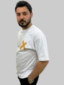 Erkek Crossed Out Oversize Bisiklet Yaka Beyaz Tişört - 3