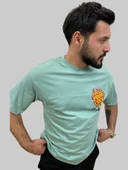 Erkek Burning Oversize Bisiklet Yaka Mint Yeşili Tişört - 5