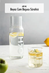 Borosilikat Cam Beyaz Başucu Sürahisi & Cam Sürahi * 600 ml - 1