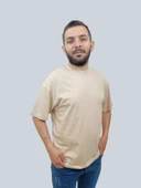 Erkek Simple Bisiklet Yaka Sütlü Kahve Tişört - 2