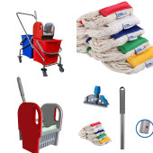 Çift Kovalı Krom Temizlik Arabası Paspas Arabası + Islak Mop Seti - 1