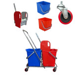 Çift Kovalı Krom Temizlik Arabası Paspas Arabası + Islak Mop Seti - 3