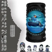 Mavi Tonlu Kayak Yapan Adam Boyunluk Bere Bandana Maske Bone Toka Saçbandı - 1