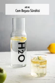 Borosilikat Cam Siyah Başucu Sürahisi & Cam Sürahi * 600 ml - 1