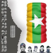 Myanmar Bayrak Boyunluk Bere Bandana Maske Bone Toka Saçbandı - 1