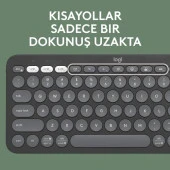 Logitech K380s Pebble Keys 2 Çoklu Cihaz Özellikli Bluetooth Türkçe Q Klavye - Siyah - 2