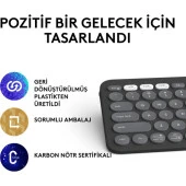 Logitech K380s Pebble Keys 2 Çoklu Cihaz Özellikli Bluetooth Türkçe Q Klavye - Siyah - 9