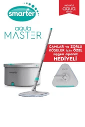 SMARTER AQUA MASTER + ÜÇGEN APARAT TEMİZ & KİRLİ SUYU AYIRMA ÖZELLİĞİ OTOMATİK TEMİZLİK SETİ MOP PASPAS CAM VE KÖŞE İÇİN - 1